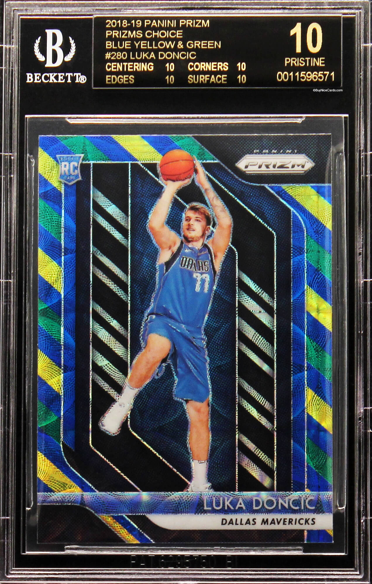 2018-19 Luka Doncic Panini Prizm Prizms Choice Blue Yellow Green