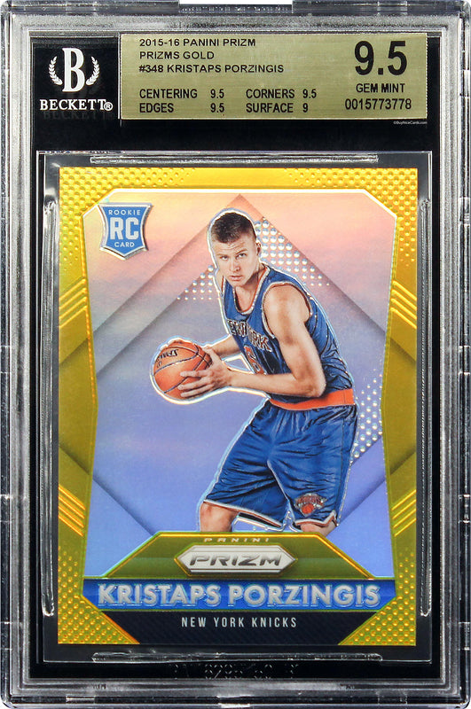 2015-16 Kristaps Porzingis Panini Prizm Prizms Gold Sp Rc Rookie 