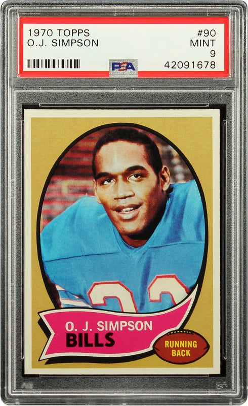 1970 O.j. Simpson Topps Rc Rookie #90 Psa 9 Mint Strong Eye Appeal