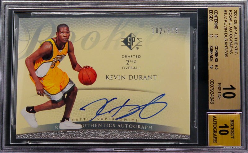 2007-08 Kevin Durant UD SP Authentic RC Rookie Auto /399 BGS 10 