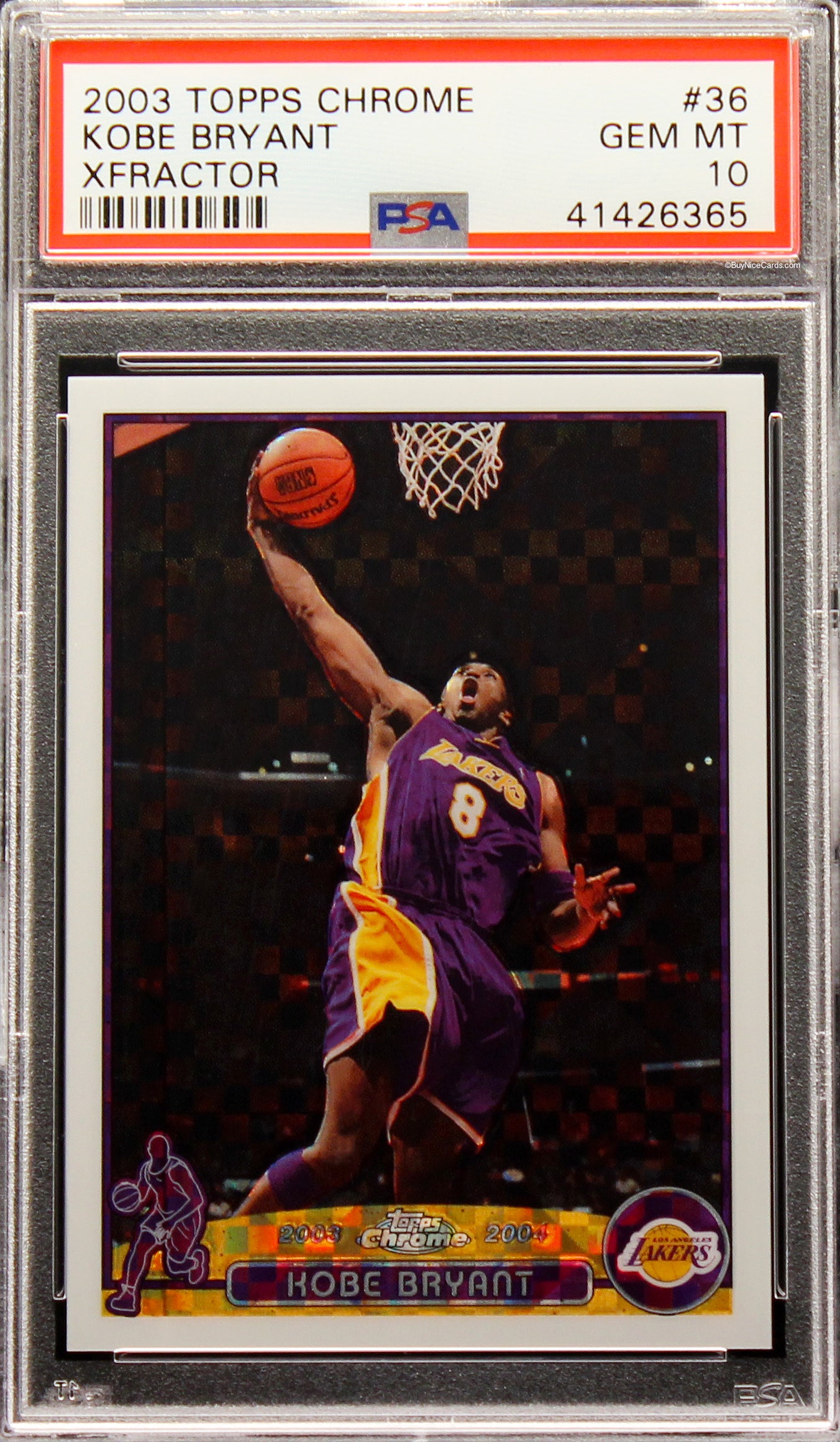 2003 Kobe Bryant Topps Chrome Xfractor Refractor #36 /220 PSA 10