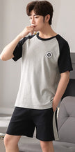 Load image into Gallery viewer, Summer Men&#39;s Pajamas Set Thin Knitted Cotton Short Sleeves Loungewear