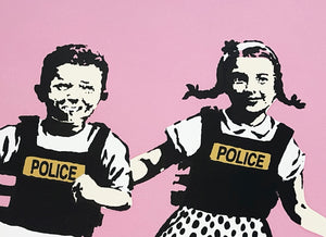 BANKSY (after) 'Jack and Jill (Police Kids)' (pink) Screen Print (190)