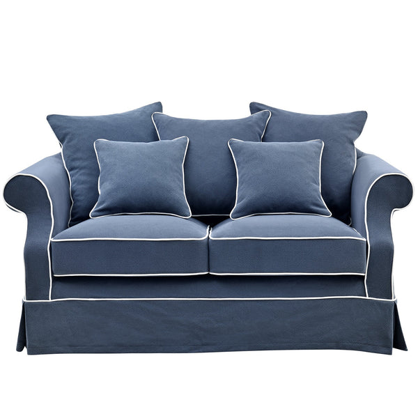 hampton 2 seater navy lounger set