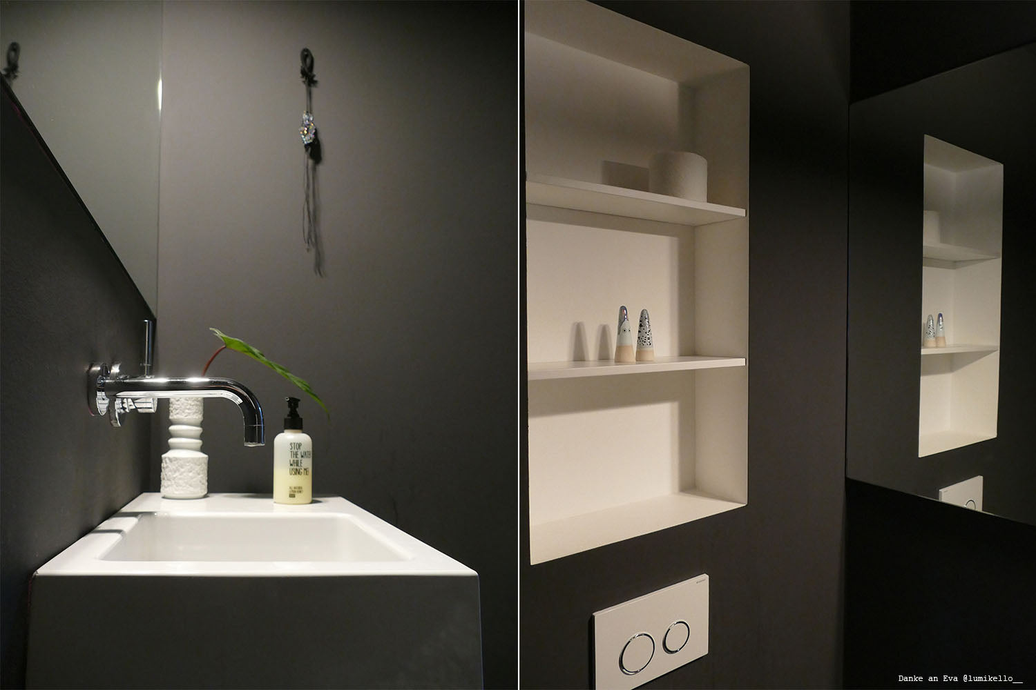 Badezimmer in Wandfarbe Schwarz