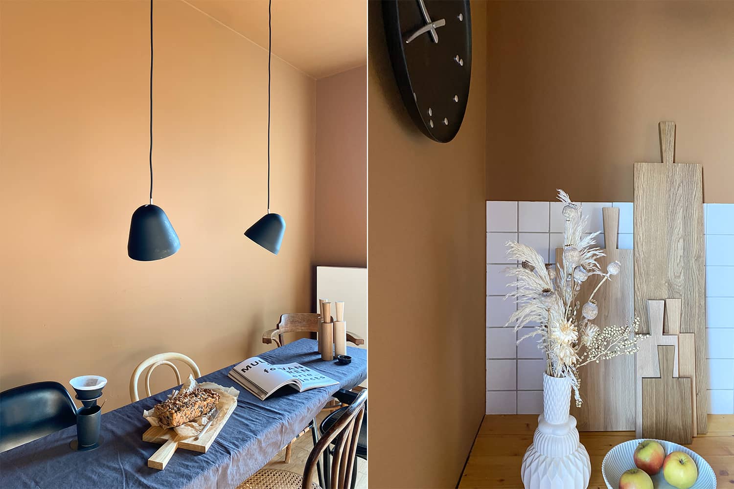 Wandfarbe Karamell im Esszimmer und Küche