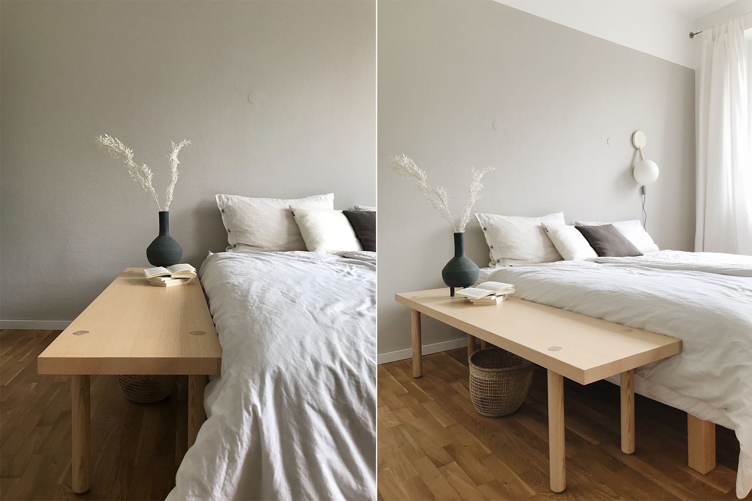 Wandfarbe Beige fuer das Schlafzimmer.