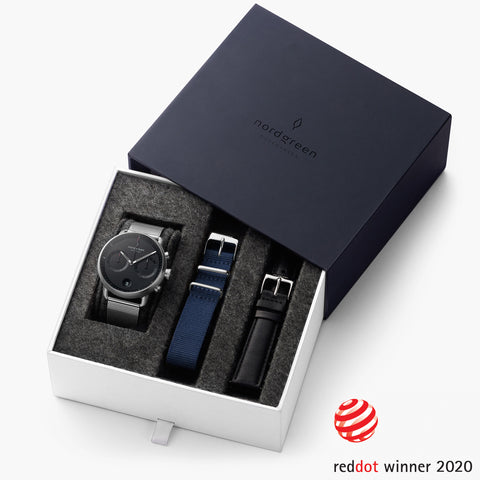 The Pioneer Chronograph: Winner of the 2020 Red Dot Award for Design, image of Pioneer watch bundle.