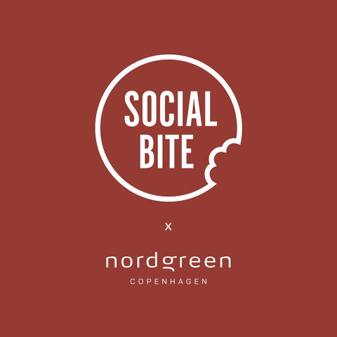The Greatest Gift of All is the Gift of Giving, image of social bite and nordgreen logos.