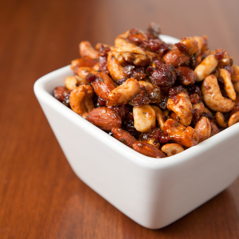 Sweet spiced nuts sweetened with raw honeycomb