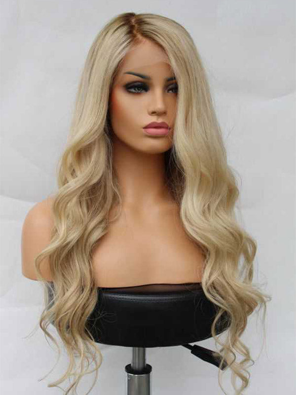 Ombre Blonde Highlight Human Lace Front Wigs Preplucked 150 Density 10