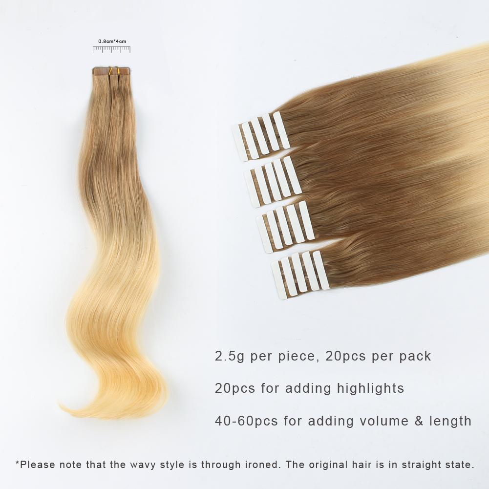 Tape In Hair Extension T 10 613 Medium Golden Brown Ombre Bleach Blon