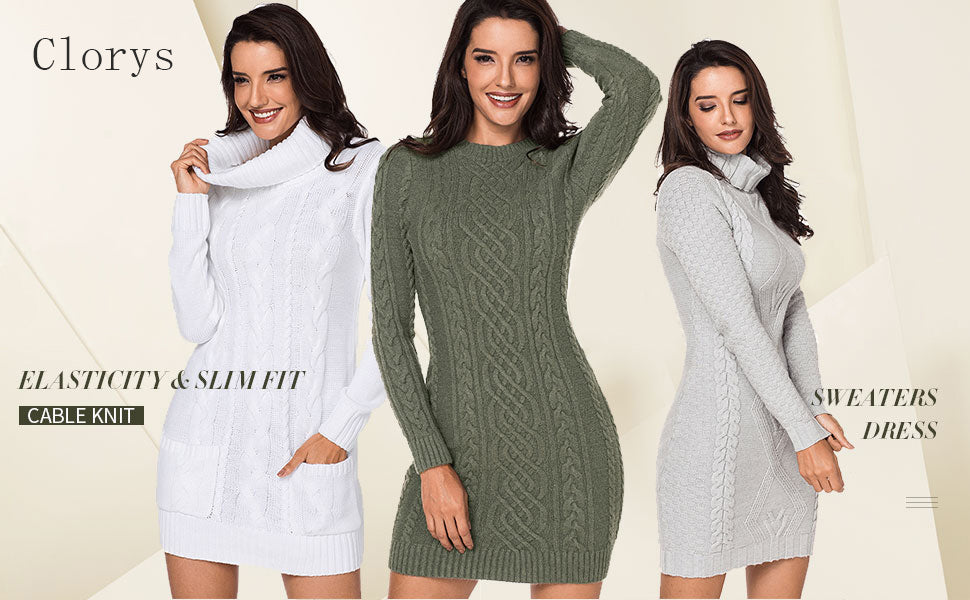 Knit Long Sleeve Sweaters Dress