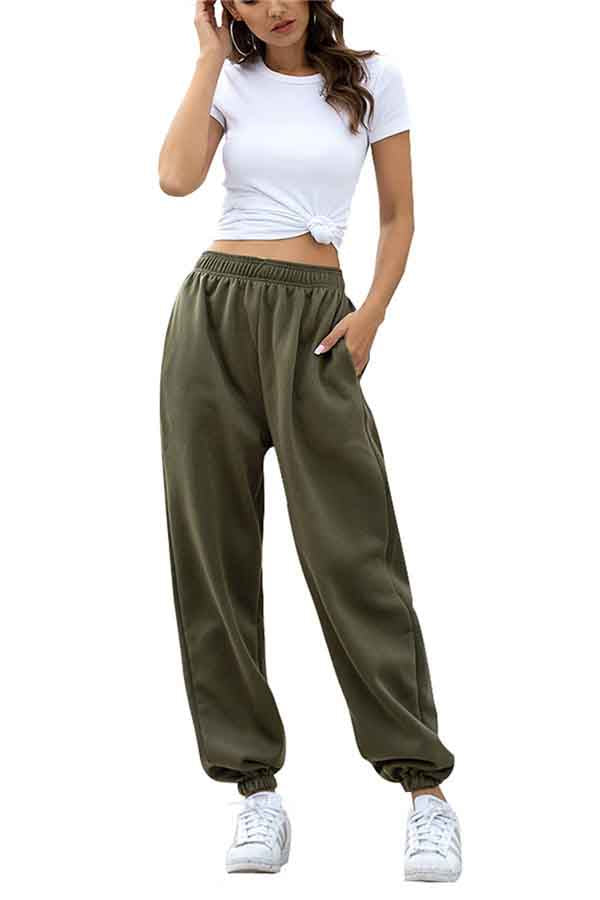Women's Solid High Waisted Sweatpants Oversized Jogger Pants With Pock ...