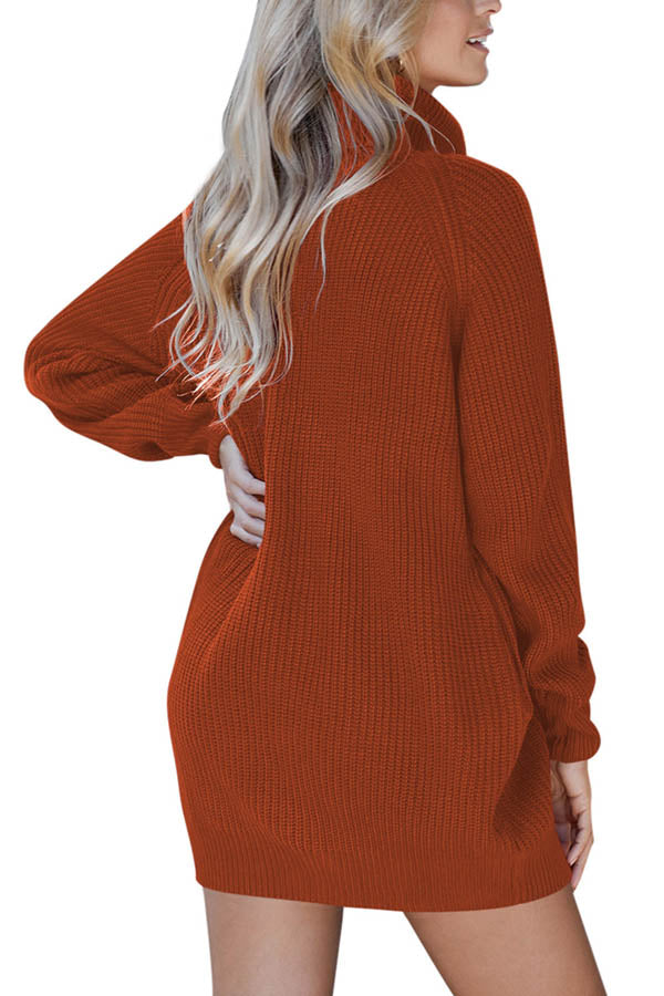 Women's Loose Oversize Turtleneck Wool Long Pullover Sweater Dress – Clorys