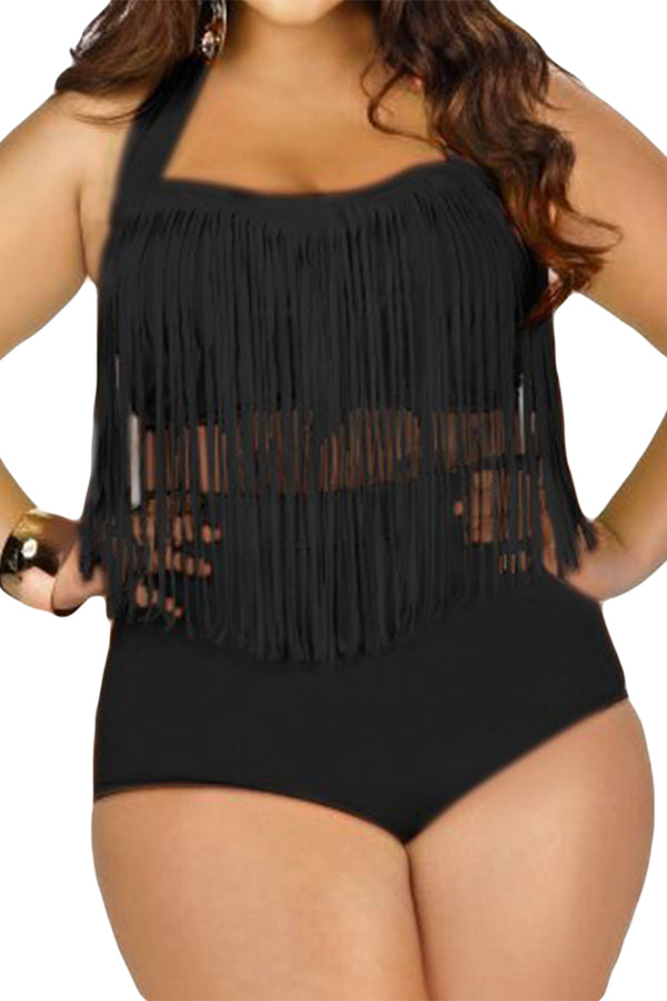 plus size swimsuit with fringe