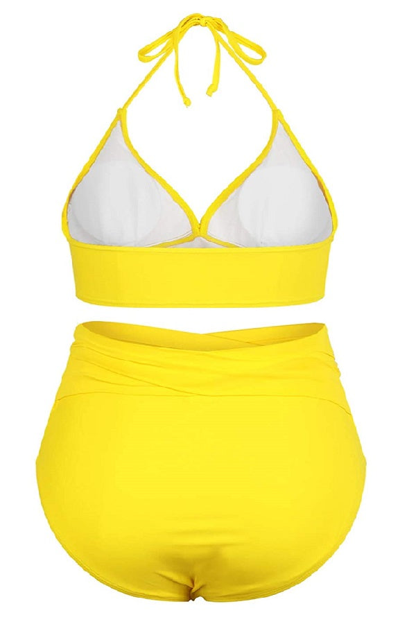 Plus Size Halter High Waisted Tummy Control Bikini Set – Clorys