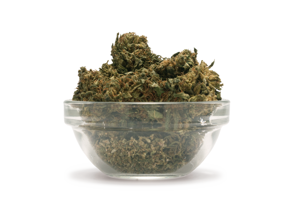 Cannabis in einem Glasgefäß