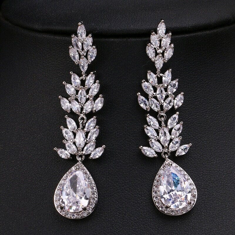 Wedding CZ Diamond Chandelier Earrings, Bridal Cubic Zirconia Dangle ...
