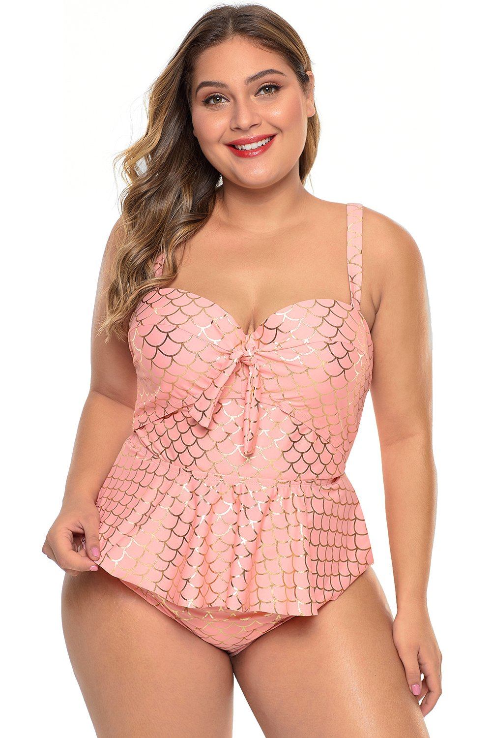 Halter Peplum Tankini Top in Pinky Girl, Bikini