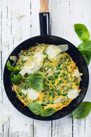 Egg-free frittata with peas and courgette