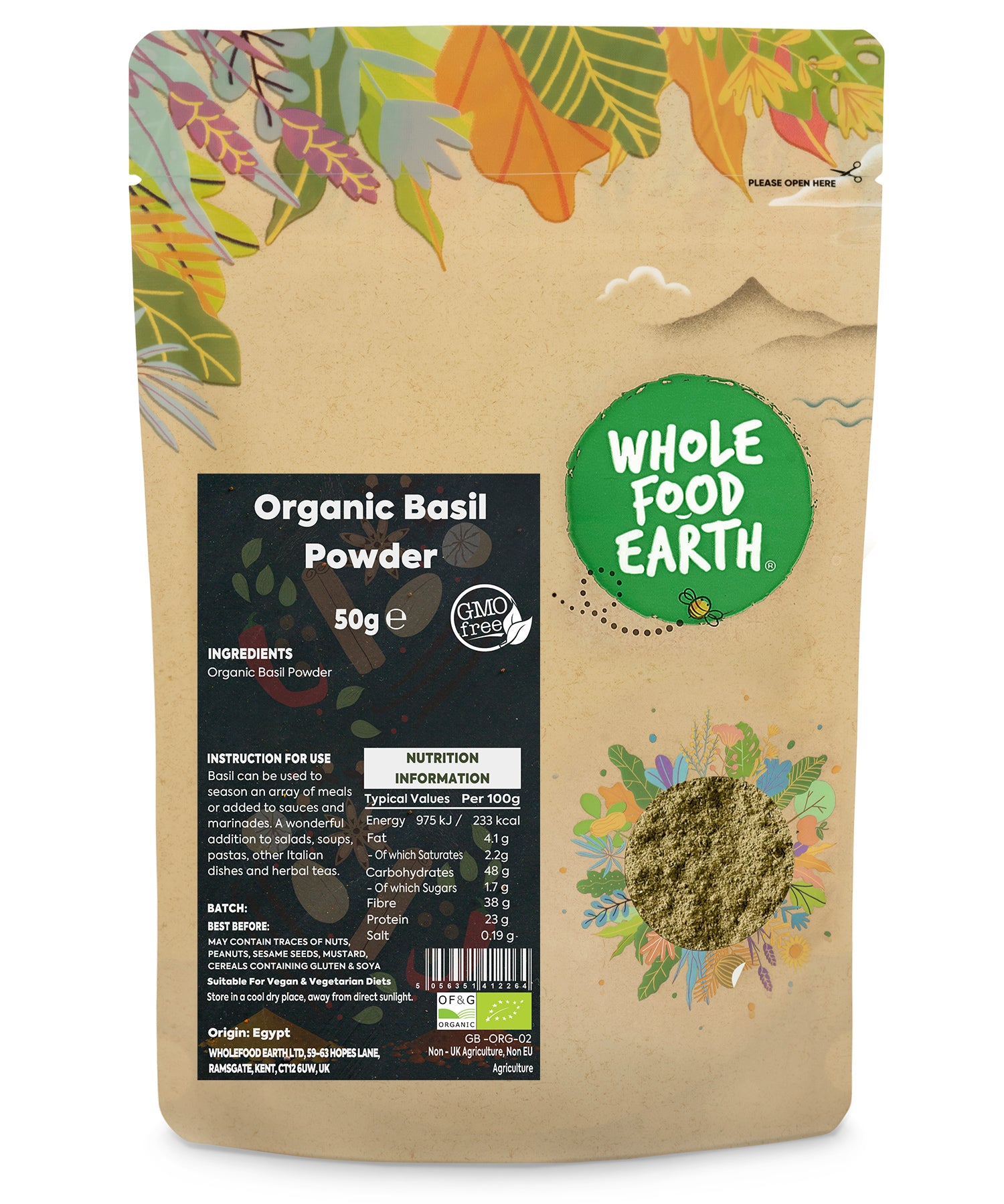 Organic Basil Powder Whole Food Earth