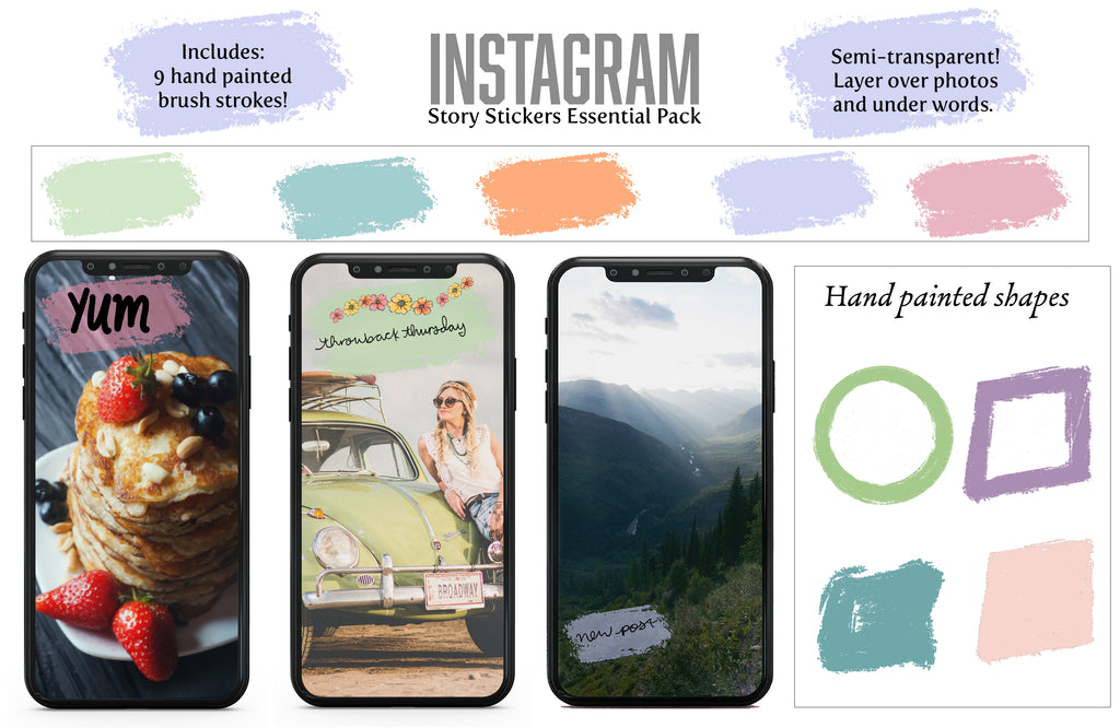 Instagram Digital Story Stickers: Essentials Pack - Hand Illustrated G ...