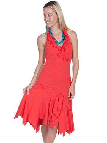 coral halter dress