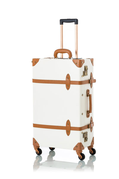 COTRUNKAGE Minimalist 2 Piece Vintage Luggage Sets Travel Carry On Suitcase  for Women with Spinner Wheels, Pearl White 