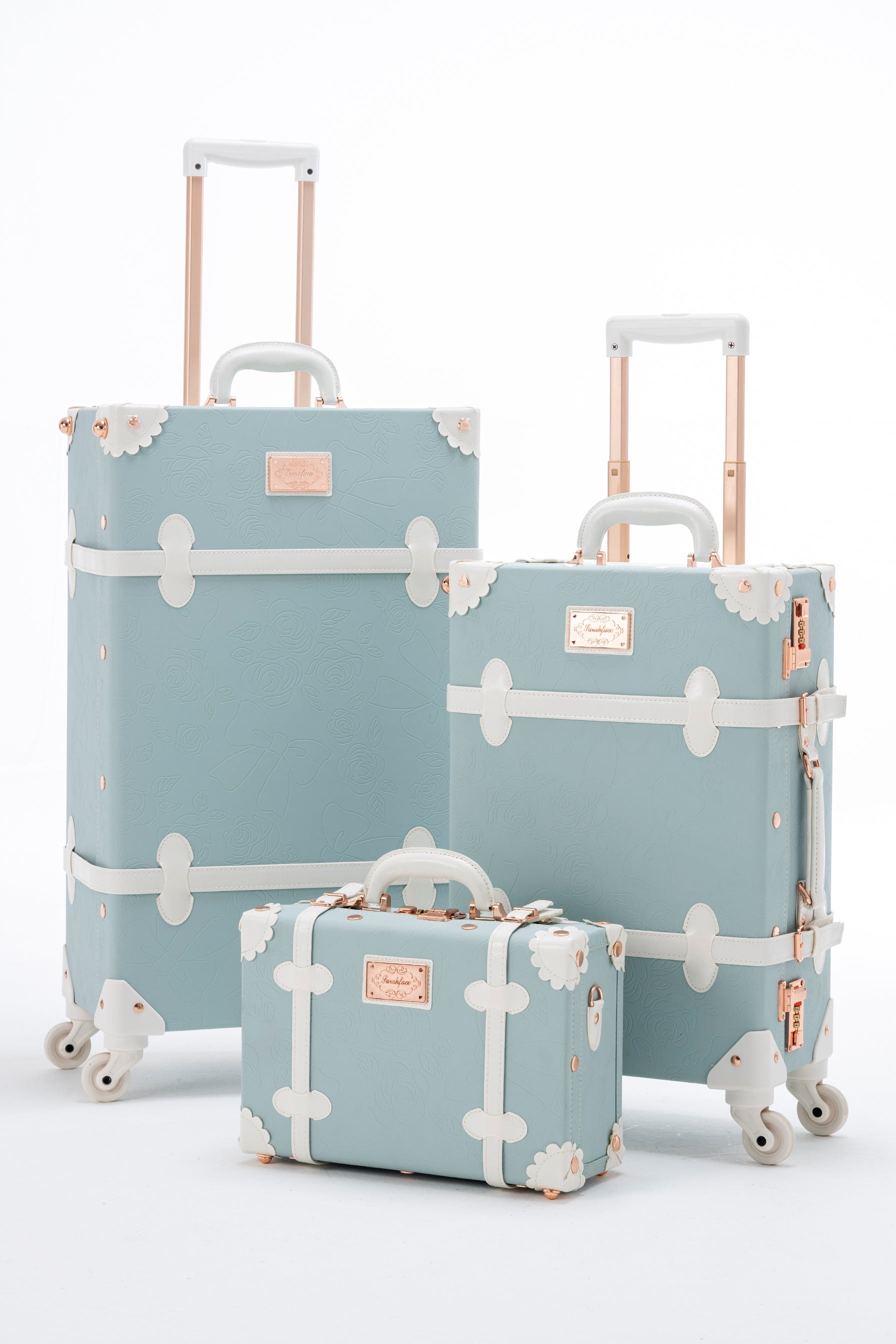 Women Embossed Pink Retro Luggage Sets