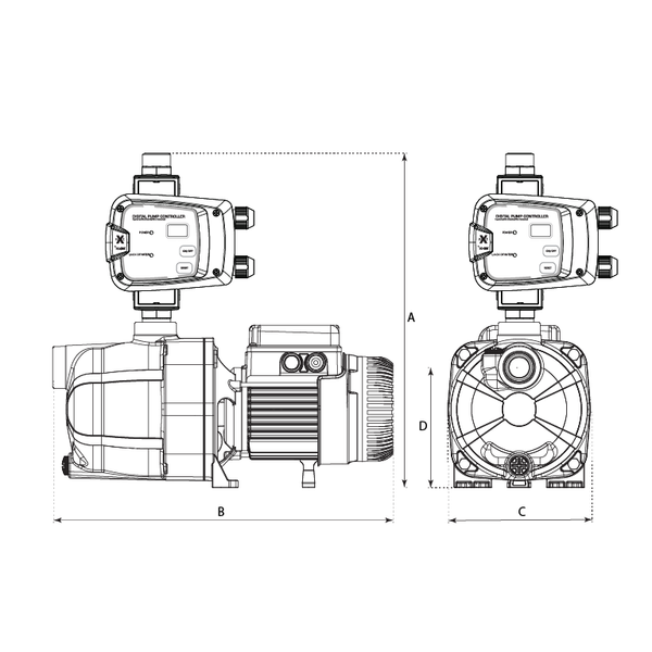 DAB Jetcom Pump Dimensions