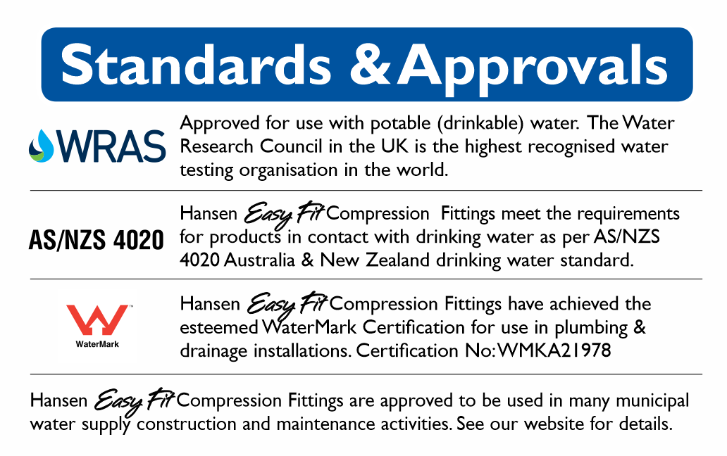 Approvals and standards hansen compression fittings