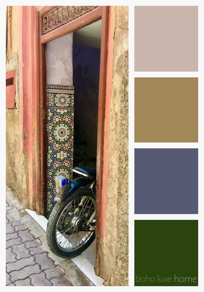 During our recent travels, Morocco's landscapes, fabrics, architecture and people inspired us to create some color palettes of our own. Each of these 38 photos from Morocco tells a travel story - and has inspired its own unique color palette. Use these color ways to start planning your wall colors, your decor, your outfit or any color scheme.