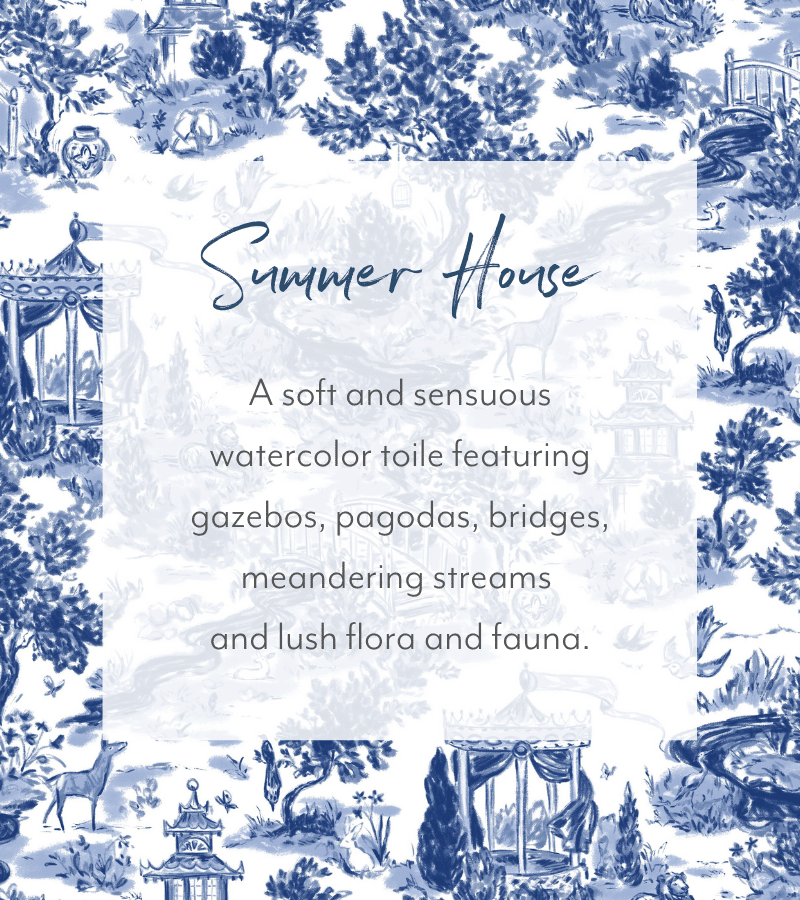 Discover SmithHonig’s newest wallpaper pattern, Summer House. It’s a toile wallpaper with a classic/modern twist. Available in 2 colorways!