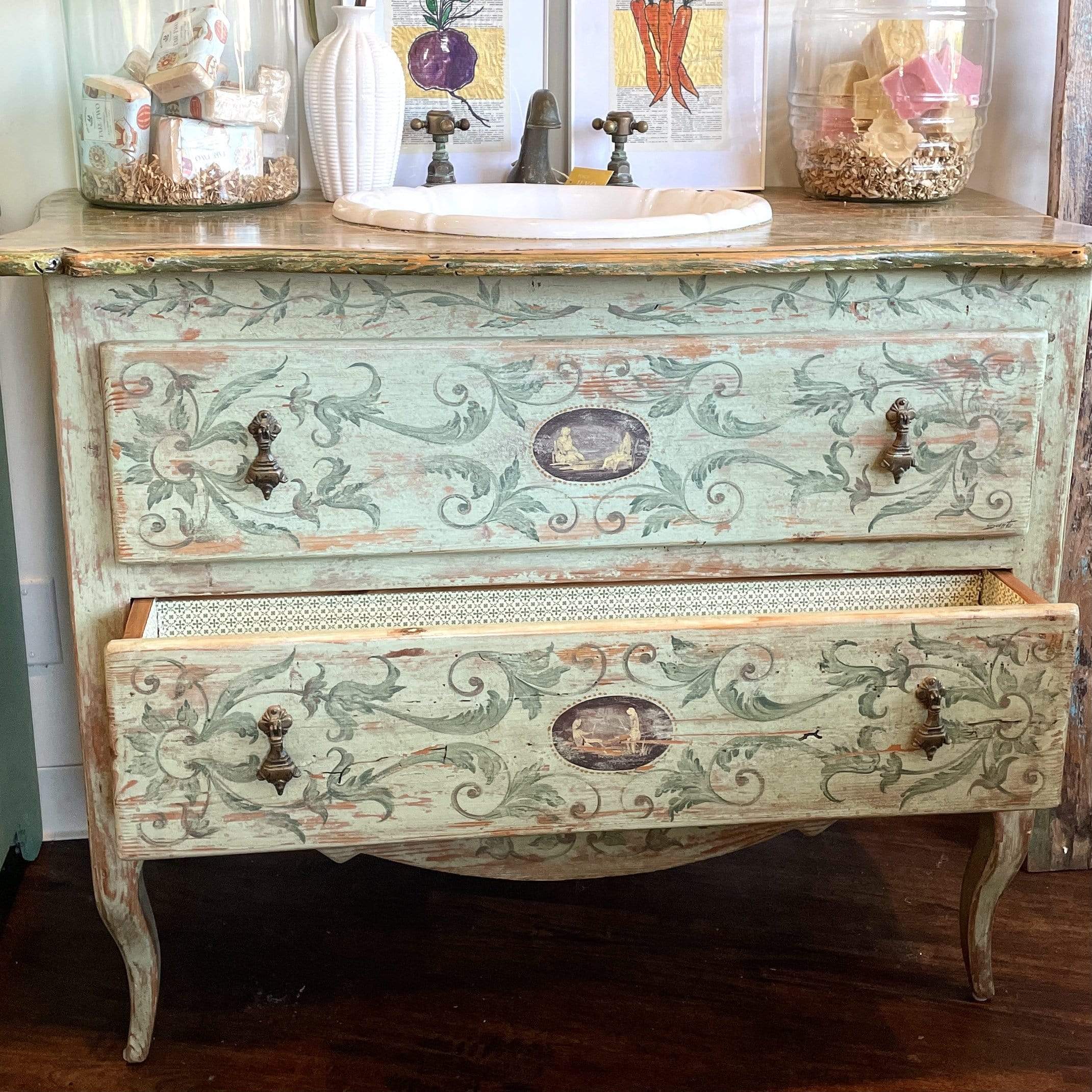 Italian Hand Painted Vanity with Sink and Faucet - PORCH