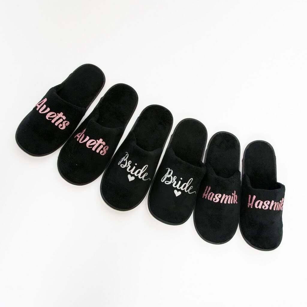 Black Personalized Slippers 