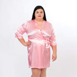 Plus size Light Pink satin bridesmaid robes - Bridesmaid's World