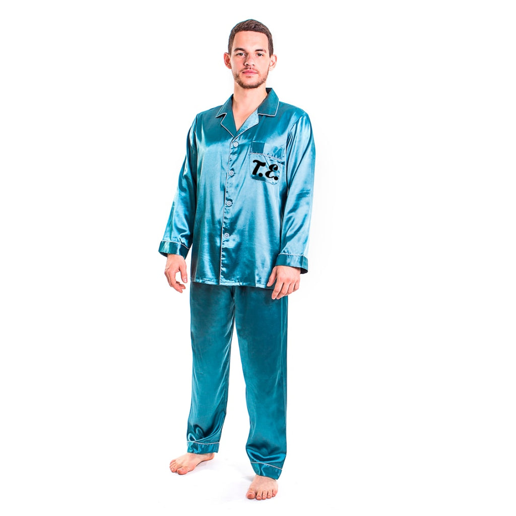 Men’s satin pajamas long sleeves + pants, Personalized Men's Satin ...