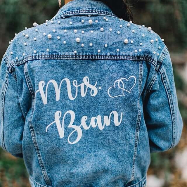 Mrs bridal customized denim jacket with 