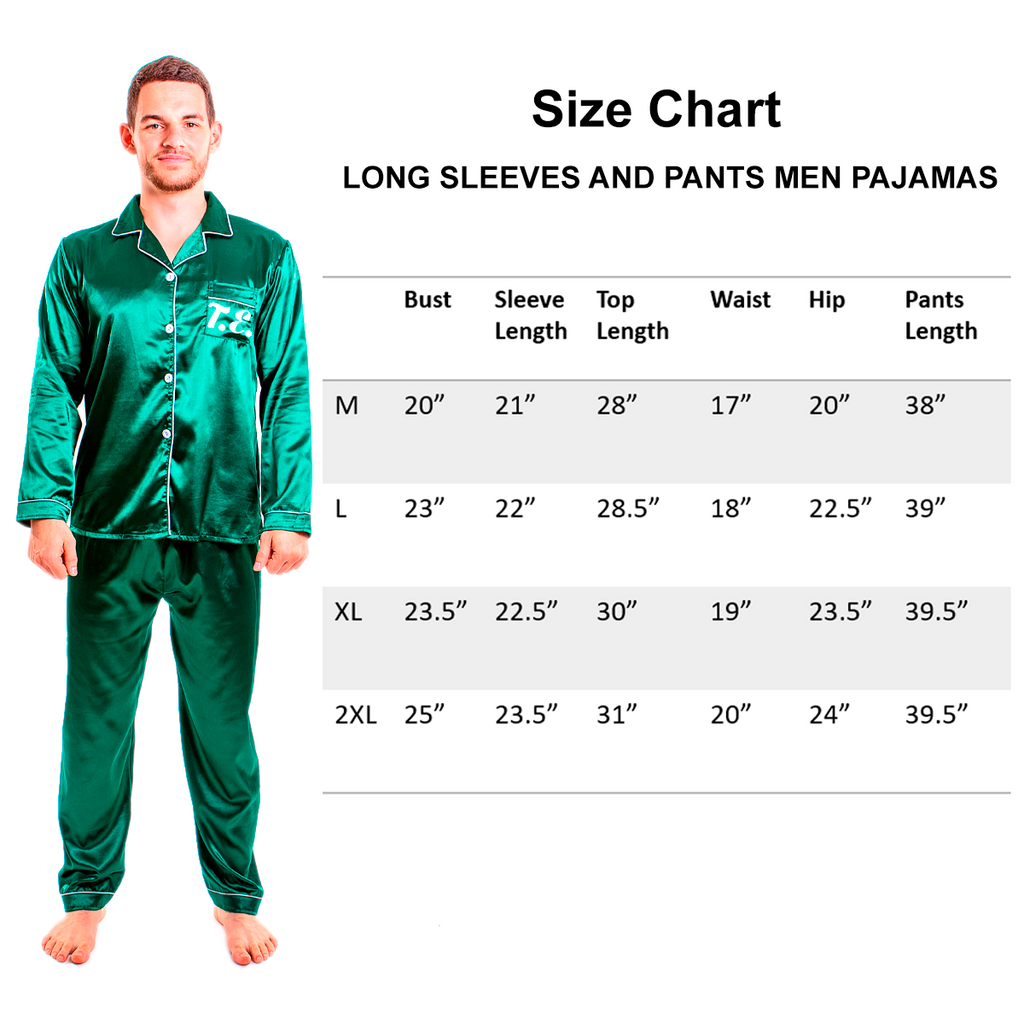 Men’s satin pajamas long sleeves + pants, Personalized Men's Satin ...