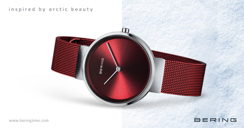 Bering Red Mesh watch perfect gift for Christmas