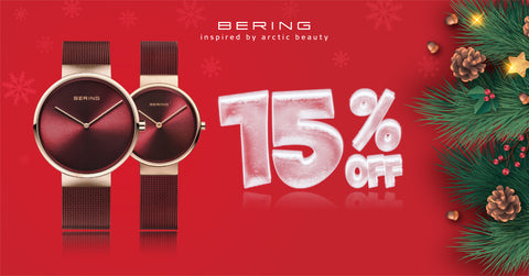 Bering Red Mesh couple watch - 15 percent off