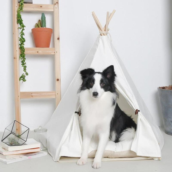 The Modern Boho Dog Teepee with Plush Dog Bed Cushion from Estilo Living - Buy Dog Teepees Online & Other Pet Accessories