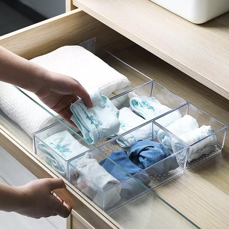 Gray Acrylic Modular Drawer Organizer Boxes