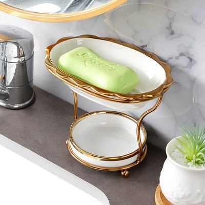 Bathroom Soap Dish Light Luxury Soap Holder Toilet Soap Tray Kitchen Box  Container Style Savon Rack Household Accessories