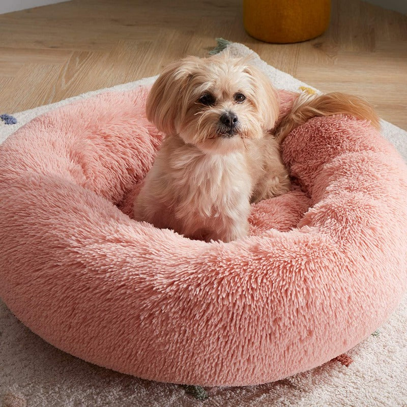 Round Plush Calming Donut Dog Bed for Small to Large Dogs - Buy Dog Beds Online Now at Estilo Living