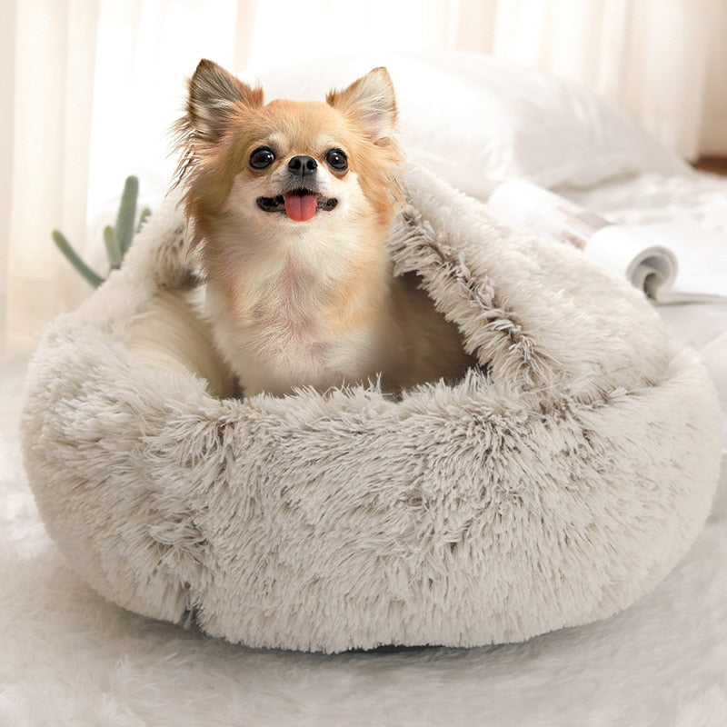 Round Plush Calming Dog Cave Bed - Buy Dog Beds Online Now at Estilo Living