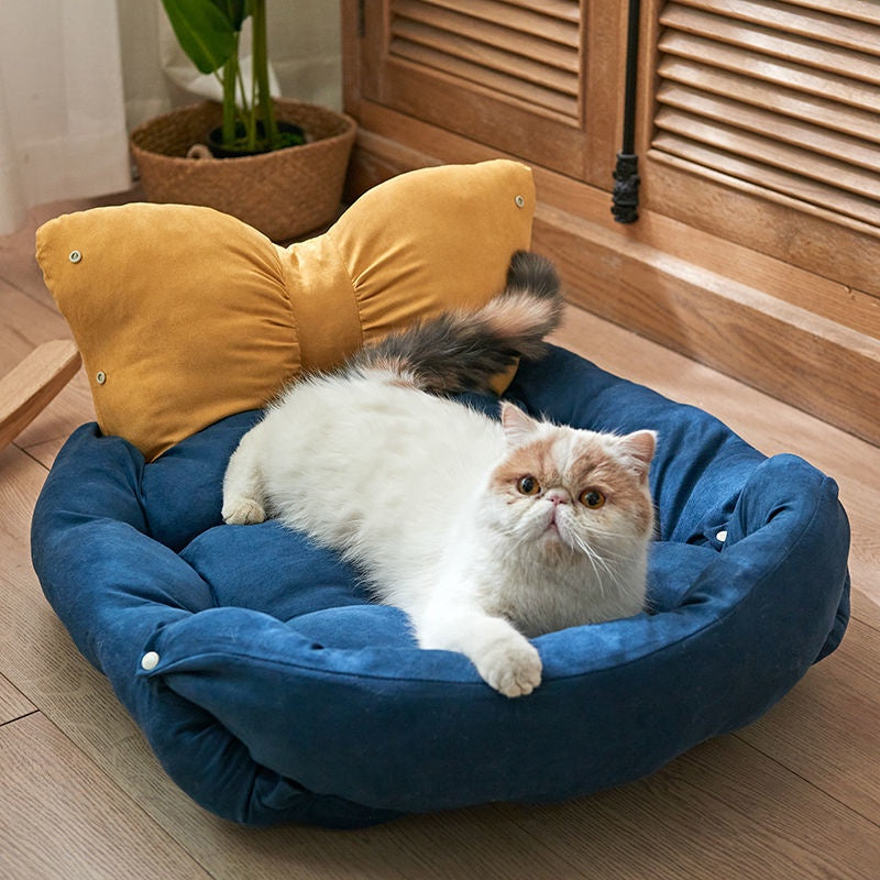 Cute Bow Multifunctional Plush Cat Mattress & Cat Bed - Buy Cat Beds Online Now at Estilo Living