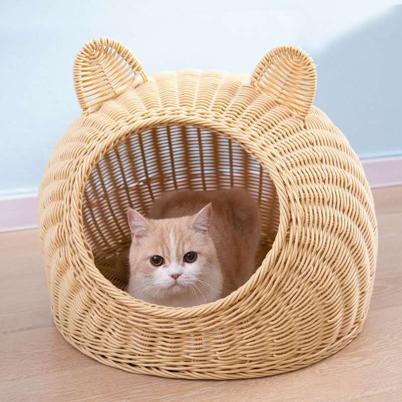 Kitty Ears Woven Calming Cat Cave Cat Condo - Buy Cat Beds Online Now at Estilo Living