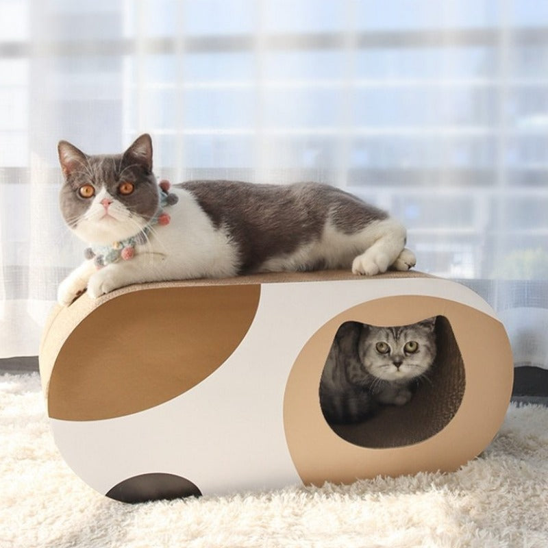Cat Condo with Cat Tunnel & Corrugated Cat Scratcher - Buy Cat Beds Online Now at Estilo Living